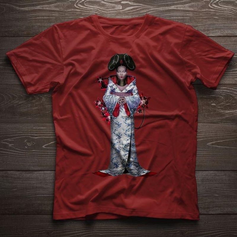 Female Wearing Kimono Interesting Gift For Youth Who Loves Japan Cultural Red T Shirt Men And Women S-6XL Cotton
