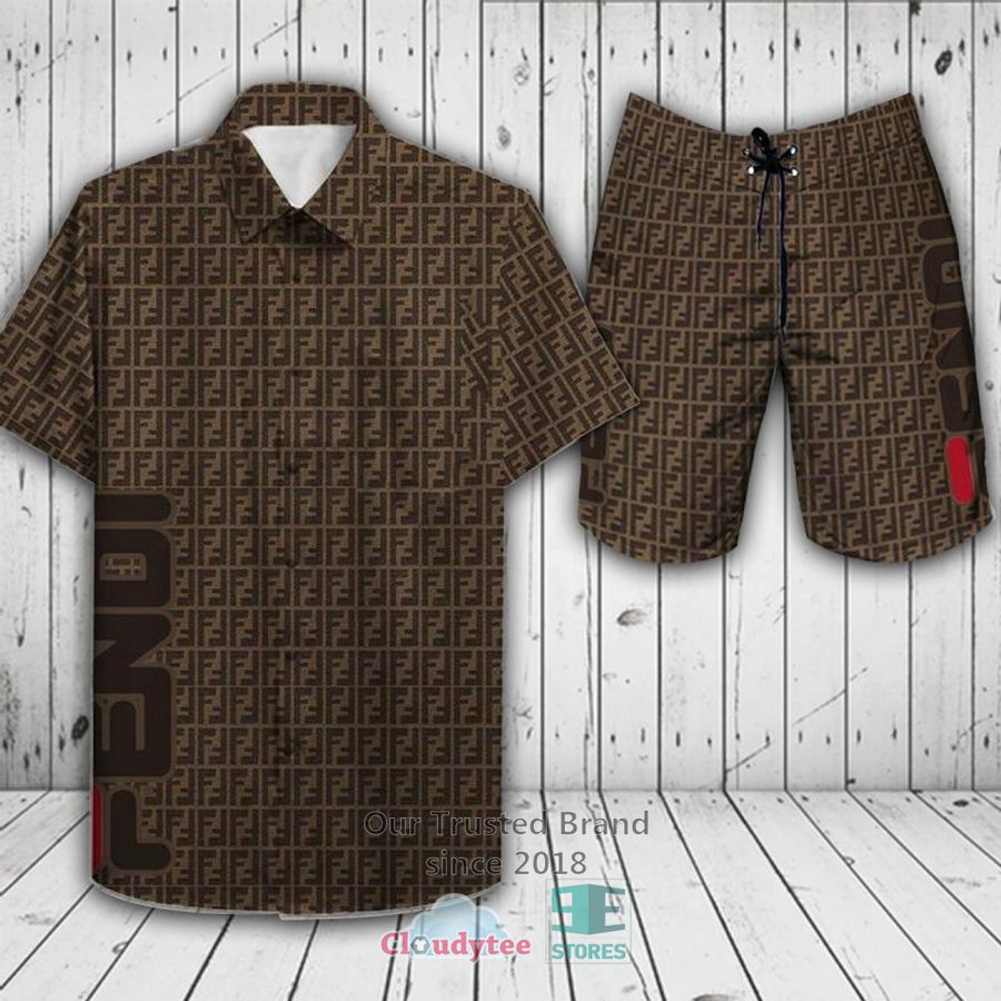 Fendi Italy Pattern Brown Hawaiian Shirt, Short – LIMITED EDITION