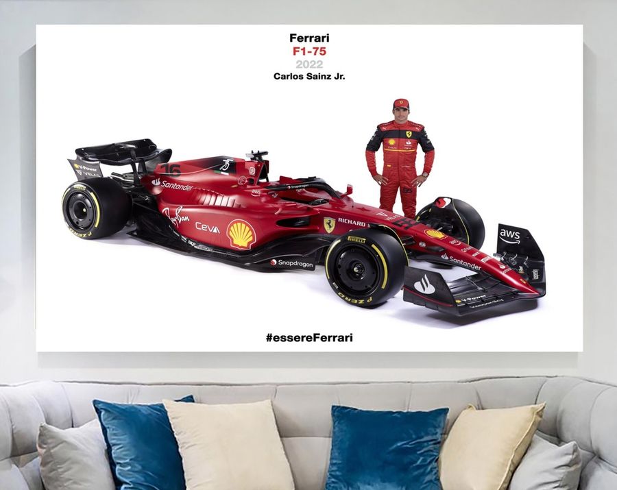 Ferrari F1-75 2022 Car Wall Decor, Carlos Sainz Jr. Poster, New Ferrari Car Art, Carlos Sainz Jr. Canvas, Carlos Sainz Print, F1 Fan Gift