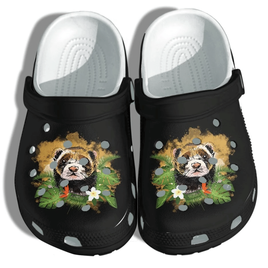 Ferrets Tropical Flower Shoes Crocs - Girl Love Ferrets Croc Shoes Gifts Men Women