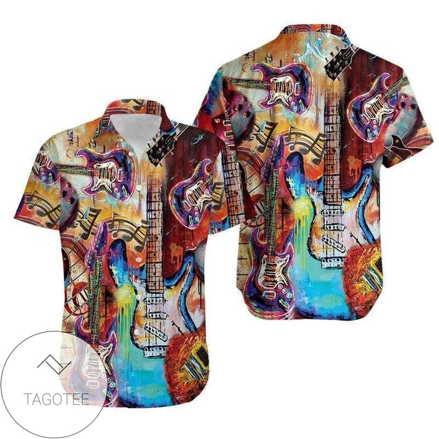Find Colorful Guitar Art Hawaiian Aloha Shirts 021220l