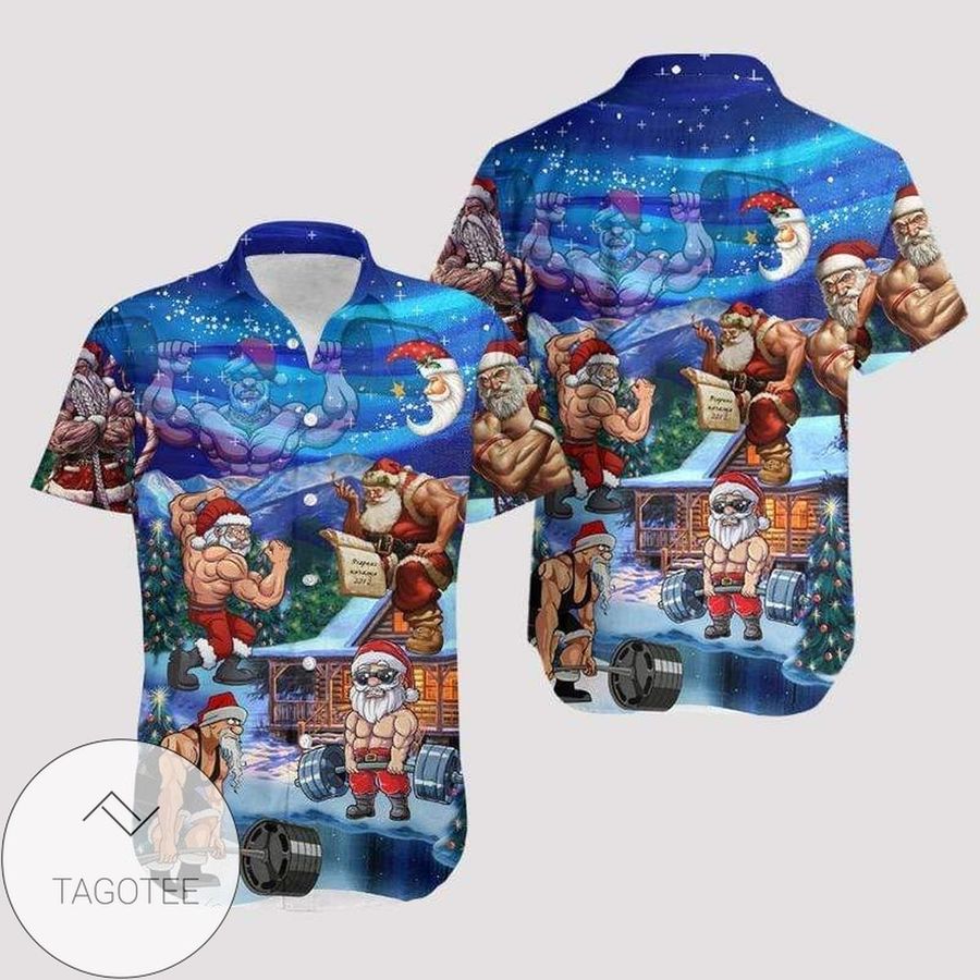 Find Hawaiian Aloha Shirts Christmas Workout Santa Muscle