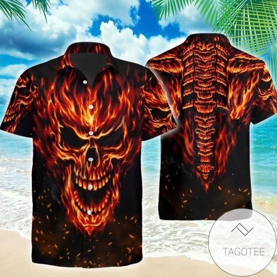 Find Hawaiian Aloha Shirts Fire Burning Skull