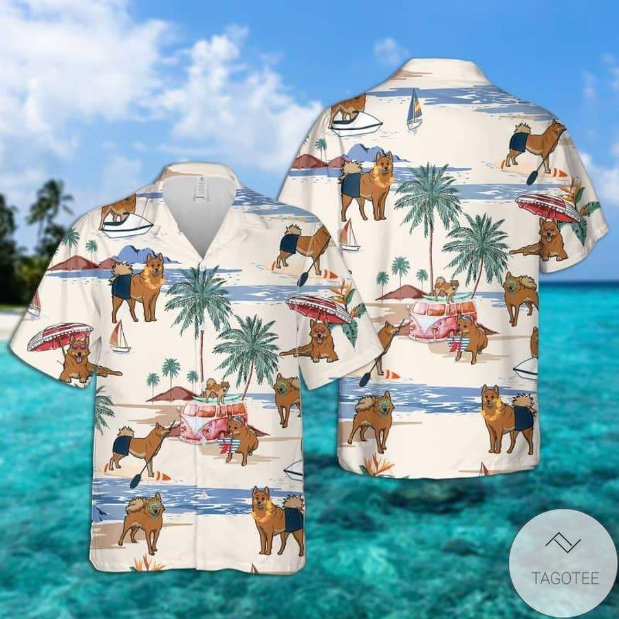 Finnish Spitz Summer Beach Hawaiian Shirt
