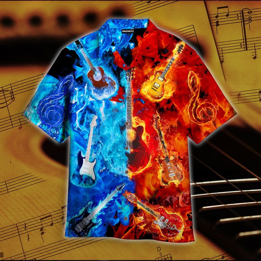 Fire And Water Guitar Hawaiian Shirt Pre11040, Hawaiian shirt, beach shorts, One-Piece Swimsuit, Polo shirt, funny shirts, gift shirts, Graphic Tee