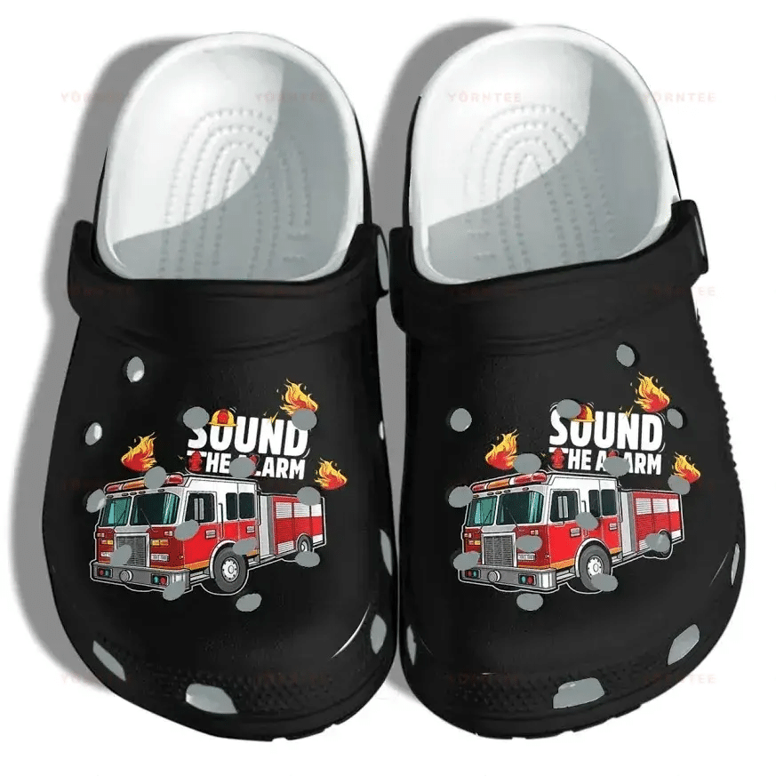 Fire Engine Car For Firefighter Son – Sound The Alarm Gift For Lover Rubber Crocs Crocband Clogs, Comfy Footwear