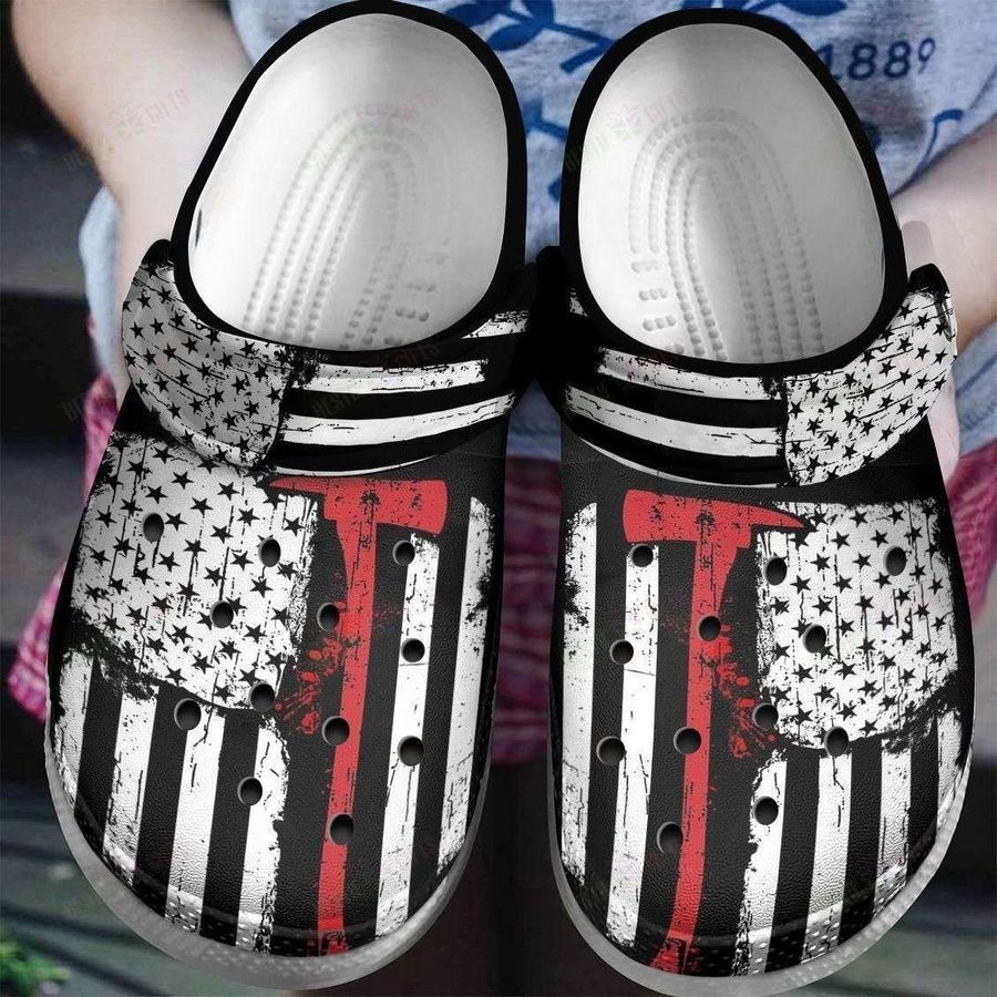 Firefighter American Flag Thin Red Line Crocs Crocband Clogs
