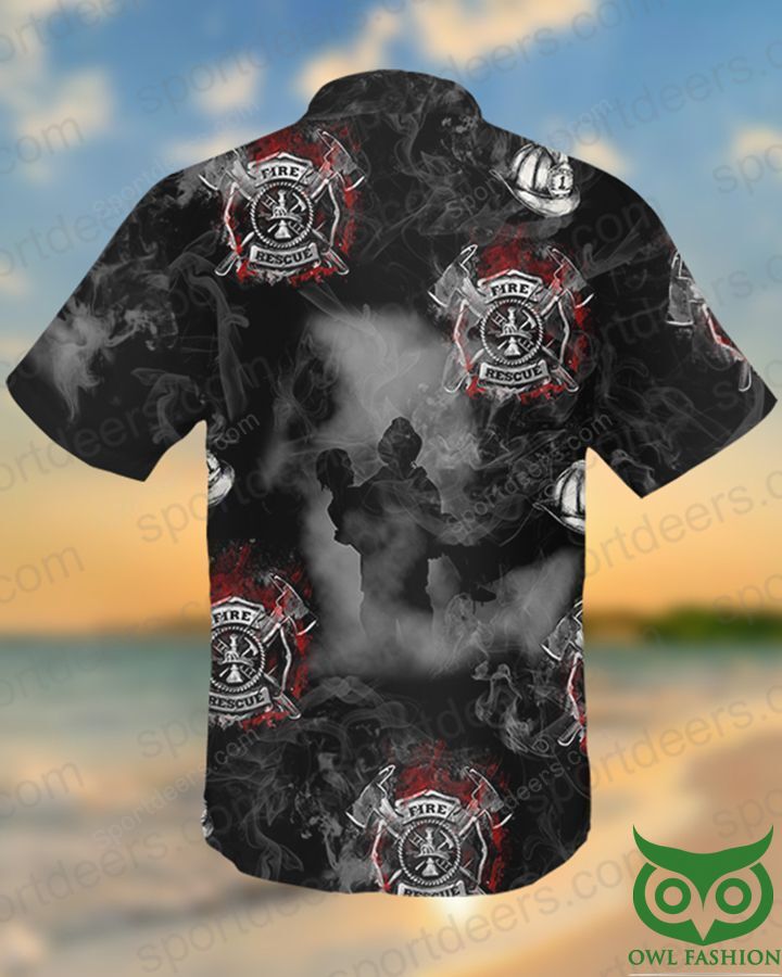 FIREFIGHTER in Smoke Black Background Hawaiian Shirt