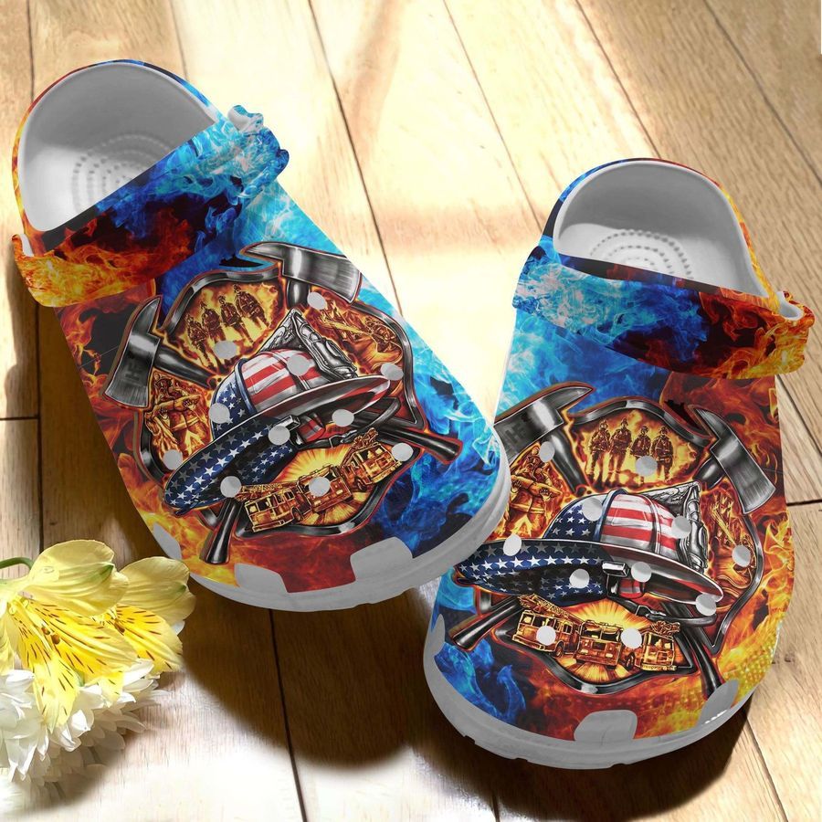 Firefighter Us Flag Custom Crocs Shoes Clogs Men Women - Firefighter America Crocs Shoes Clogs Gifts For Son Husband
