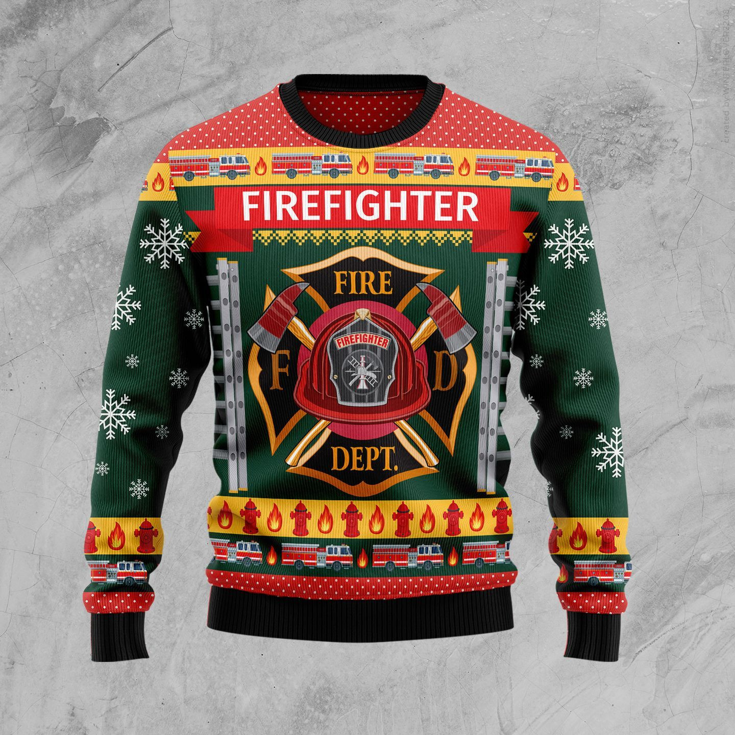 Firefighter Xmas Ugly Christmas Sweater All Over Print Sweatshirt Ugly