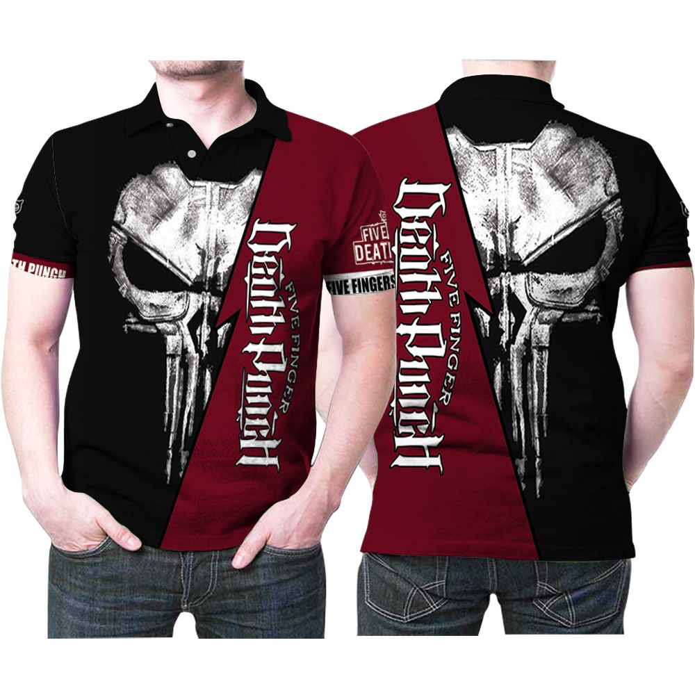 Five Fingers Death Punch Logo Punisher Skull 3d Printed Gift For Five Fingers Death Punch Fan Polo Shirt All Over Print Shirt 3d T-shirt