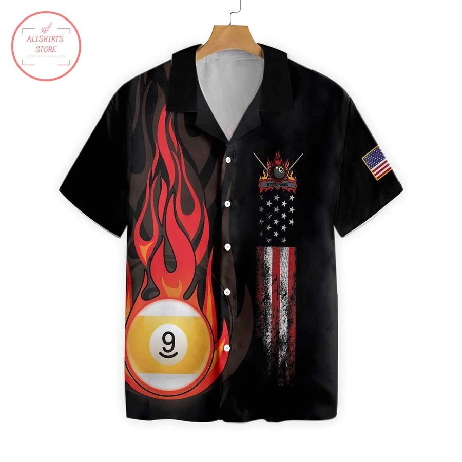 Flame 9 Ball Billiard Pool Hawaiian Shirt