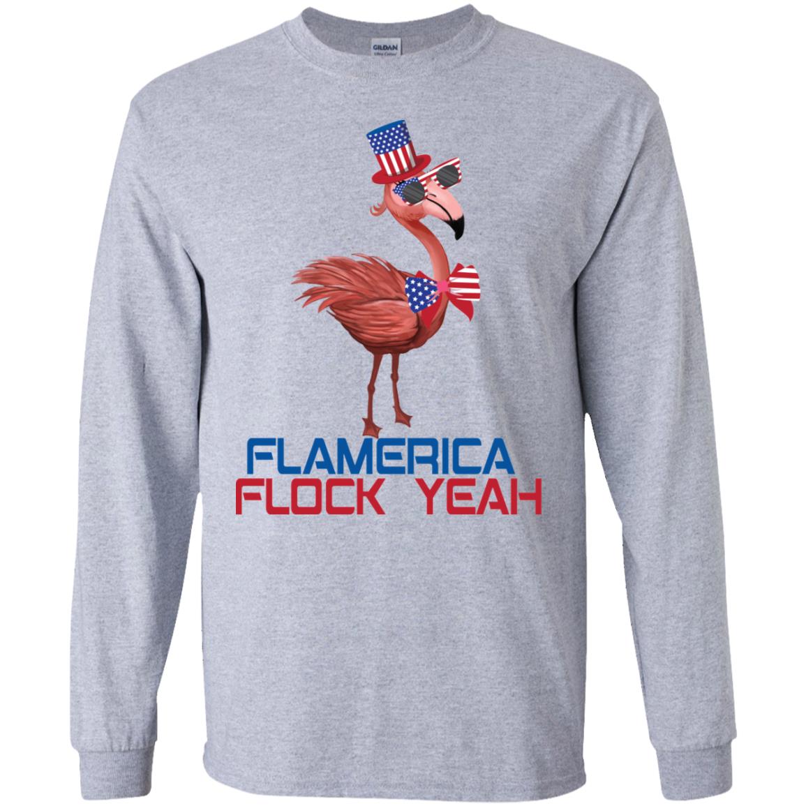 Flamingo America Flag Flock Yeah Long Sleeve T-shirts, Hoodies, Hoodie