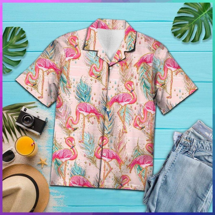 Flamingo Boho Feather Hawaiian Shirt Pre10915, Hawaiian shirt, beach shorts, One-Piece Swimsuit, Polo shirt, funny shirts, gift shirts, Graphic Tee
