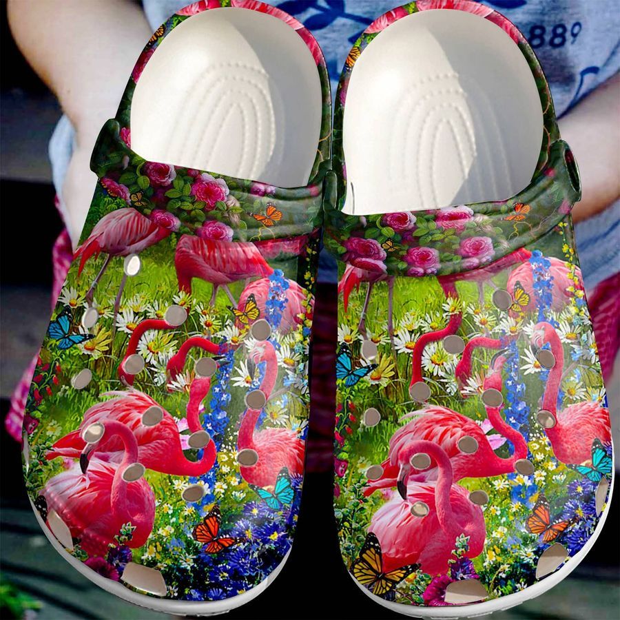 Flamingo Clog Whitesole Flamingos In The Garden Crocs Crocband Clog