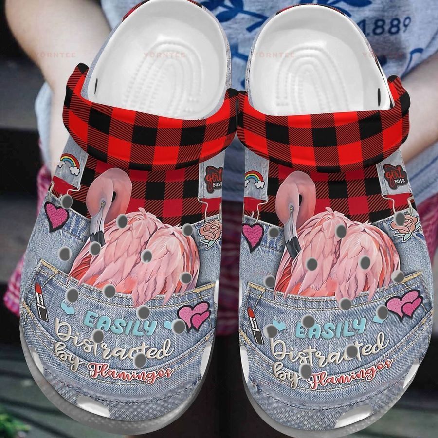 Flamingo In Pocket 6 Gift For Lover Rubber Crocs Crocband Clogs, Comfy Footwear