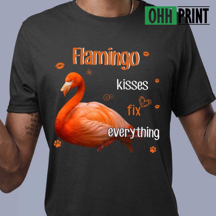 Flamingo Kisses Fix Everything T-shirts Black