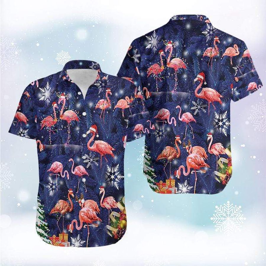 Flamingo On Christmas Unisex Hawaiian Shirt Pre13137, Hawaiian shirt, beach shorts, One-Piece Swimsuit, Polo shirt, funny shirts, gift shirts