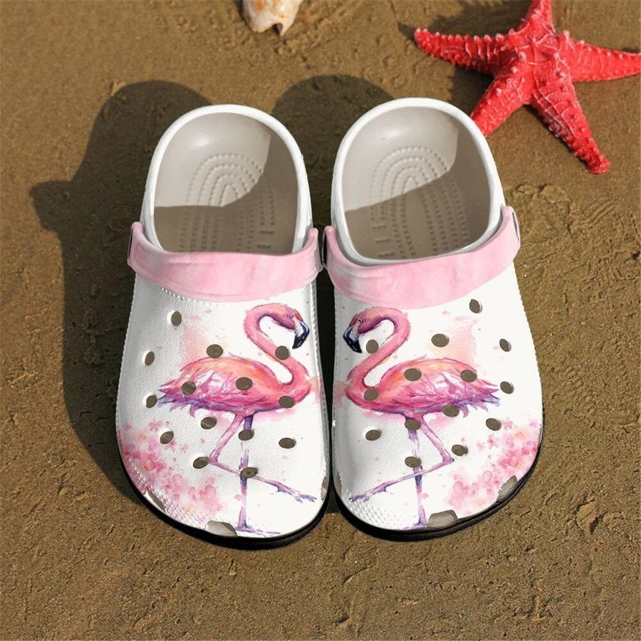 Flamingo Rubber Crocs Crocband Clogs, Comfy Footwear