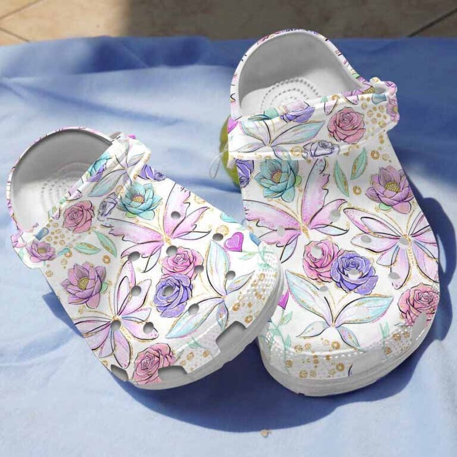 Floral Butterfly Drawing Clogs Crocs Shoes Gifts For Women Girls - Bfloral229
