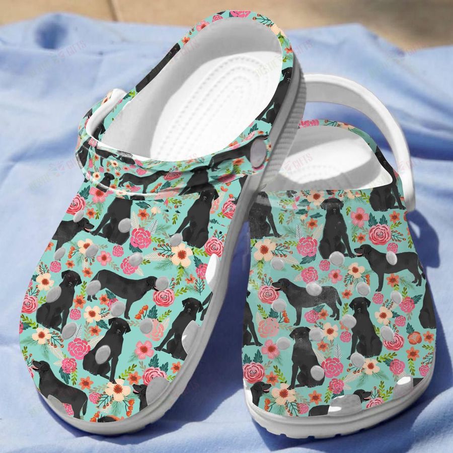 Floral Labrador Dog Crocs Classic Clogs Shoes