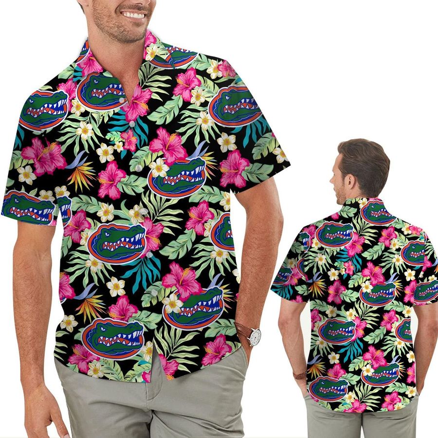 Florida Gators Hibiscus Short Sleeve Button Up Tropical Aloha Hawaiian Shirts For Men Women For Sport Lovers In Summer University Of Florida