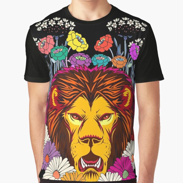 Flower Lion Graphic T-Shirt