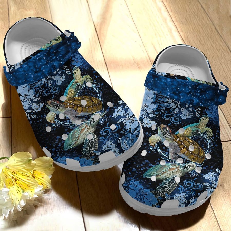 Flower Ocean Custom Crocs Shoes Clogs - Sea Turtle Crocs Shoes Clogs For Women Men