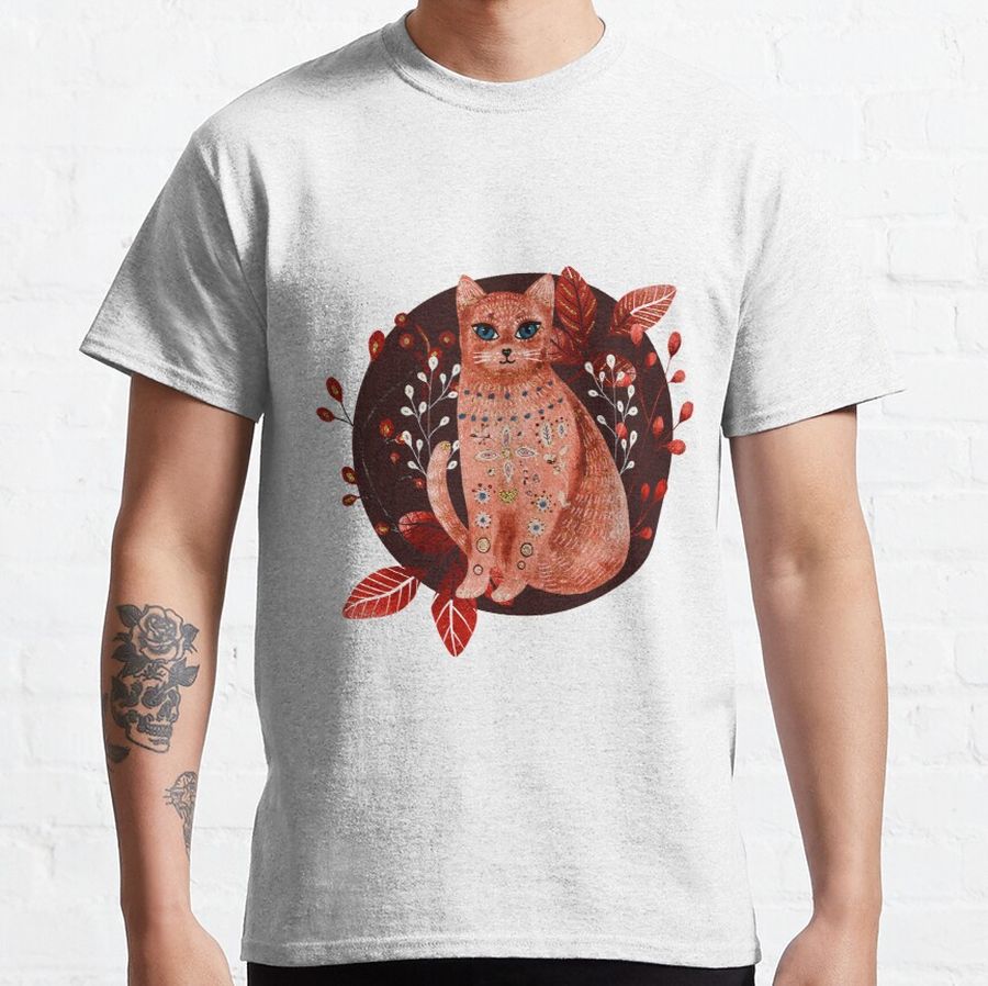 Folk Christmas Animals - Cat Classic T-Shirt