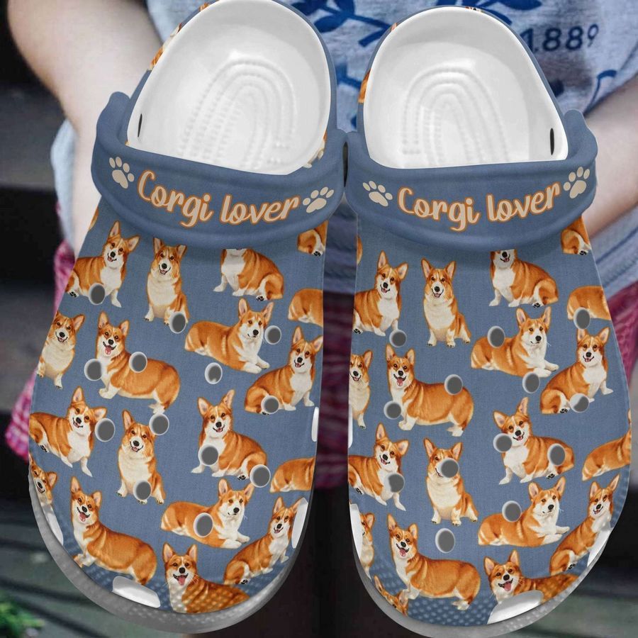 For Corgi Lover  Rubber Crocs Crocband Clogs, Comfy Footwear