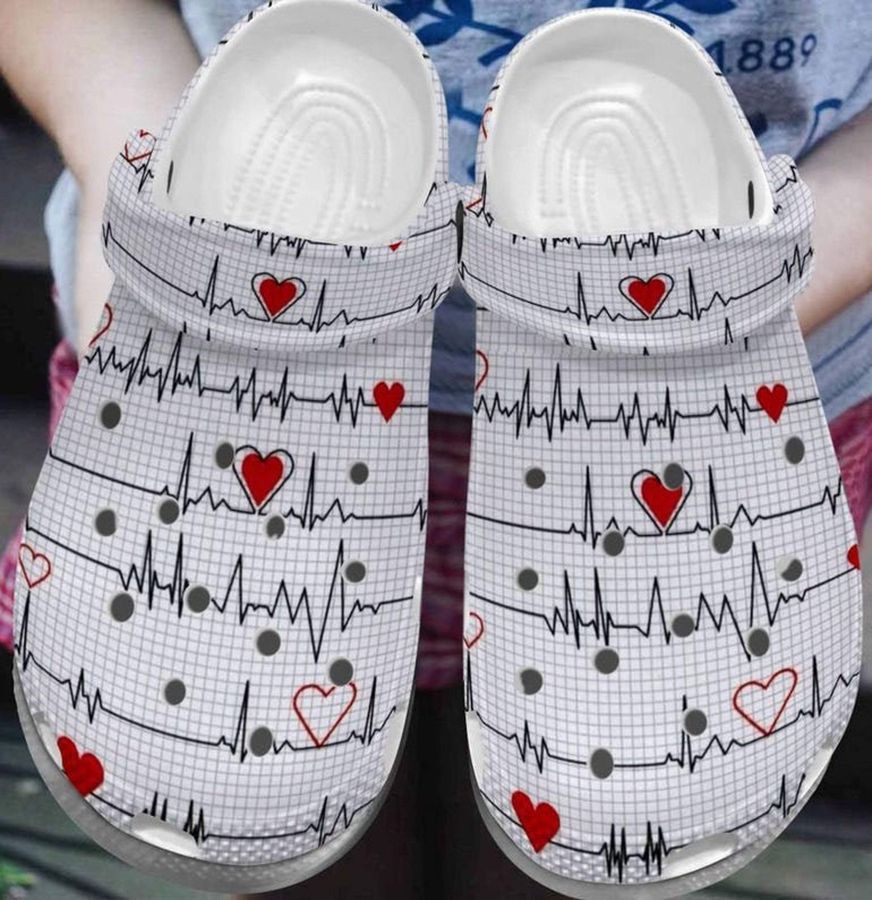Free Heartbeat Shoes For Nurse Doctor - Red Heart Clogs Crocs - Heartbeat-Rd