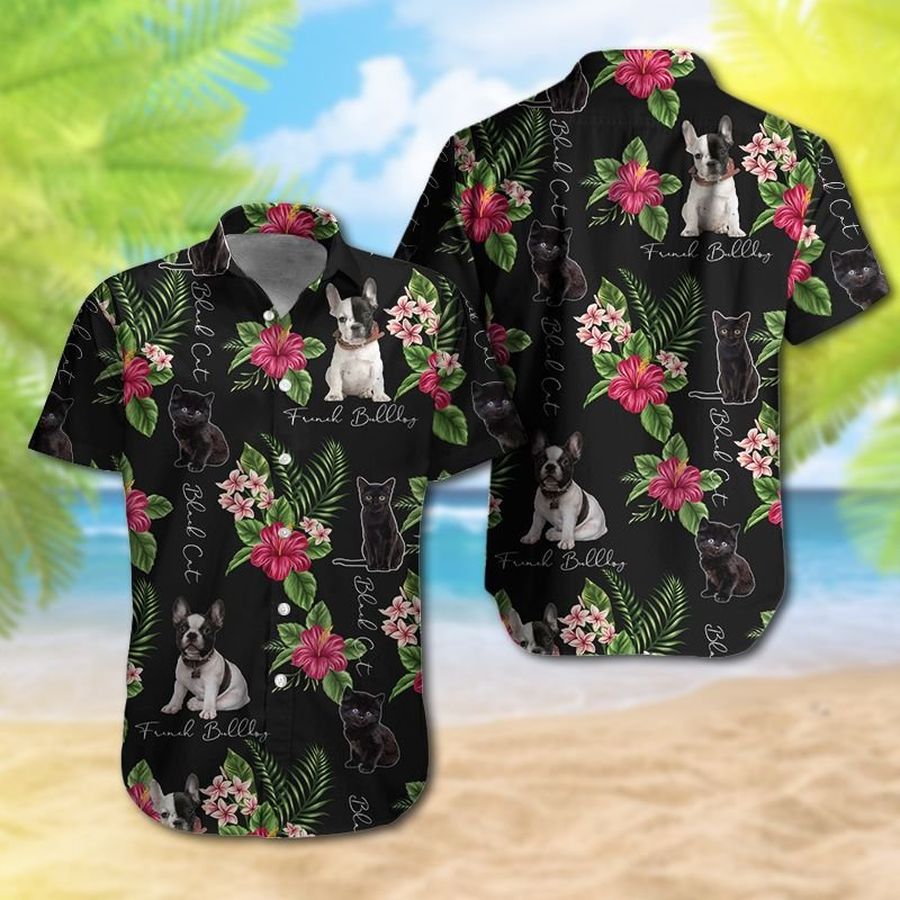 French Bulldog Black Cat Hawaiian Shirt 0144 T2nvm0006