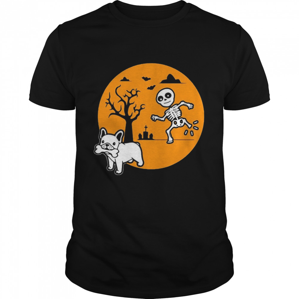 French Bulldog Dog Skeleton Bone Halloween Costume Sunset T-Shirt, Tshirt, Hoodie, Sweatshirt, Long Sleeve, Youth, funny shirts, gift shirts