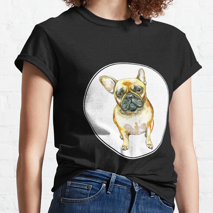 French Bulldog Dog Watercolor Art Illustration Classic T-Shirt