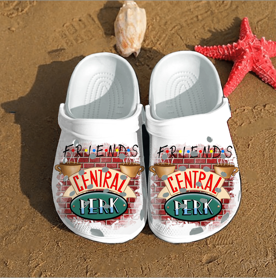 Friends Central Perk For Men And Women Gift For Fan Classic Water Rubber Crocs Crocband Clogs, Comfy Footwear.png