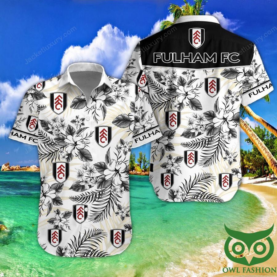 Fulham Black and White with Flowers Hawaiian Shirt Shorts