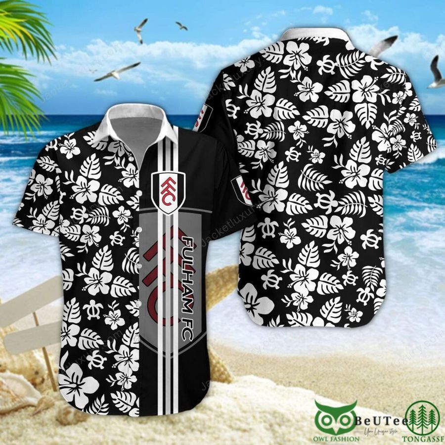 Fulham Black White Hawaiian Shirt Short