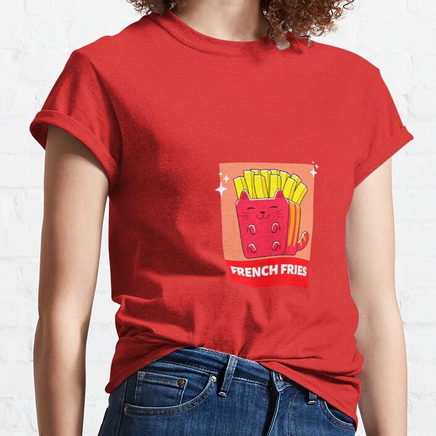 Funny Cat Food T Shirt Fries Attractive Doodle Classic T-Shirt