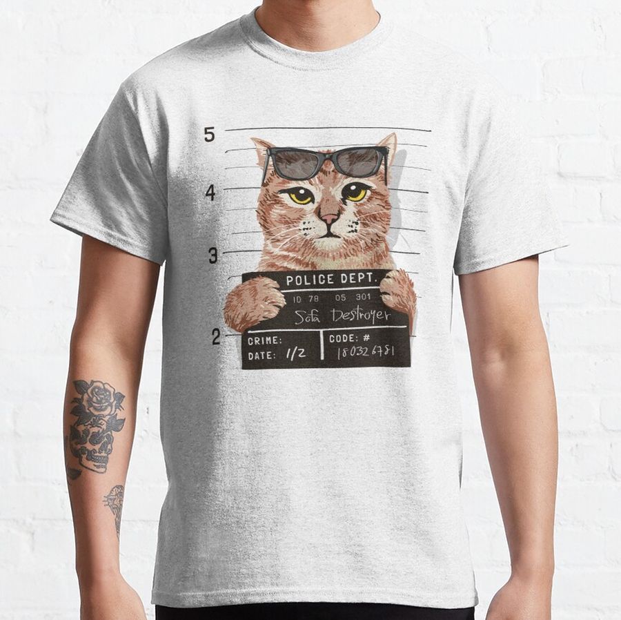 Funny Cat Mugshot - Sofa Destroyer Classic T-Shirt