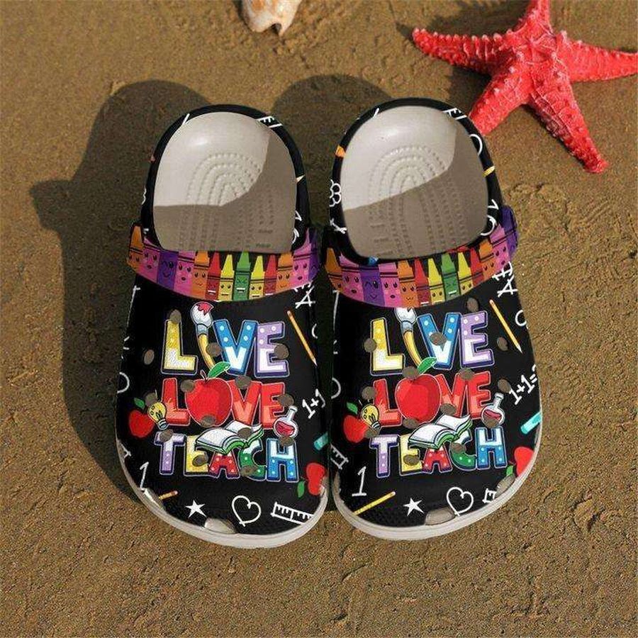 Funny Crayons Live Love Teach Gift For Teacher Crocs Crocband Clog Shoes
