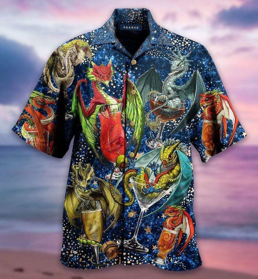 Funny Dragon With Cocktail Galaxy Hawaiian Shirt Pre13127, Hawaiian shirt, beach shorts, One-Piece Swimsuit, Polo shirt, funny shirts, gift shirts