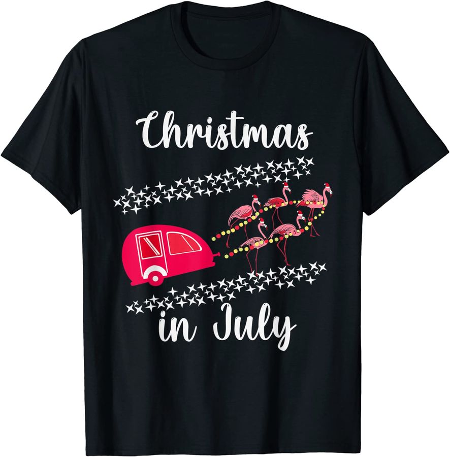 Funny Flamingo Pink Retro Camping Car Christmas in July
