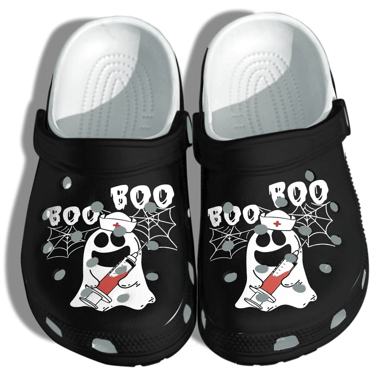 Funny Ghost Nurse Boo Boo Shoes Clog - Happy Halloween Crocs Crocband Clog Birthday Gift For Man Women