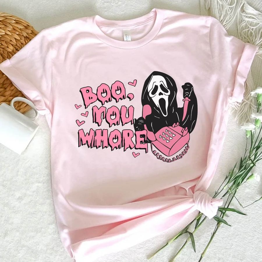 Funny Halloween Cute Ghost Face Boo You Whore Shirt