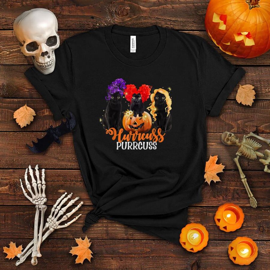 Funny Halloween Hurrcus Purrcus Witch Black Cats Hilarious T Shirt
