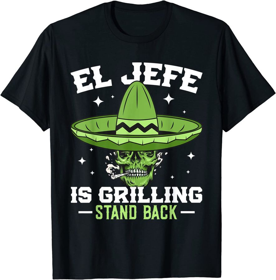 Funny Mexican Dad el jefe is grilling stand back
