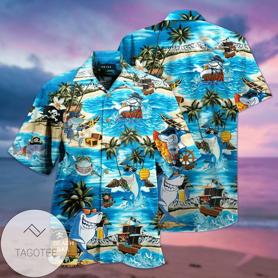 Funny Shark Beach Tropical Vibe Hawaiian Aloha Shirts