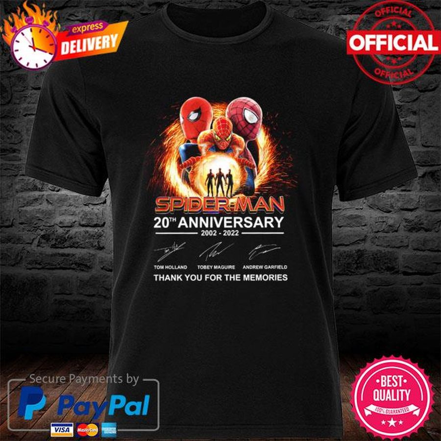 Funny Spider – Man 20th anniversary 2002 2022 thank you for the memories signatures shirt