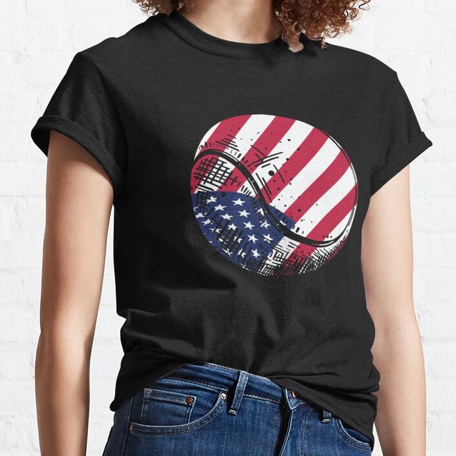 Funny Tennis American Flag 4th of July Love-r Gift Classic T-Shirt