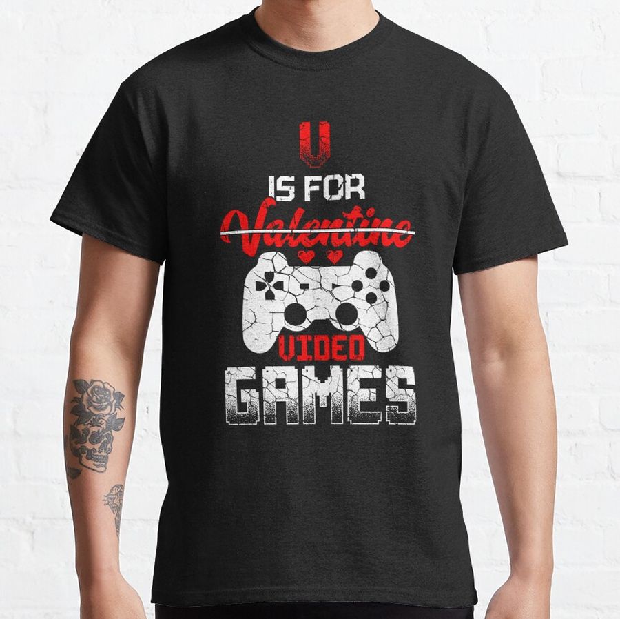 Funny V Is For Video Games Valentine's Day Gamer Classic T-Shirt
